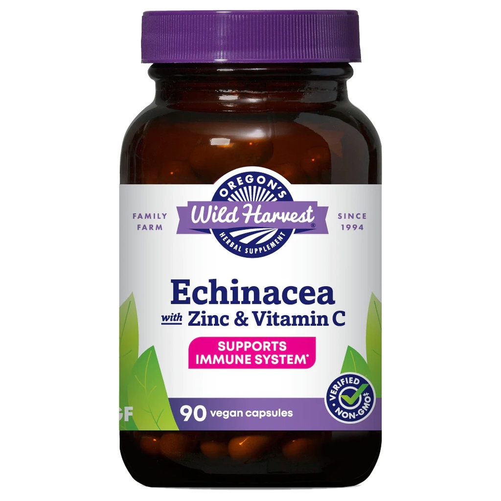 Échinacée sauvage de l'Oregon avec capsules de zinc et de vitamine C, 90 Nombre