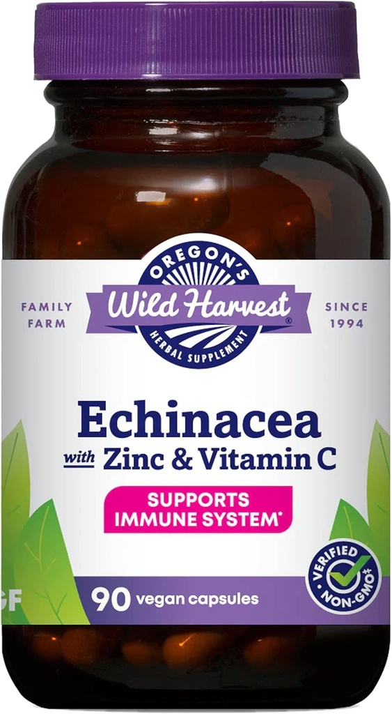 Oregon's Wild Harvest Echinacea mit Zink und Vitamin C Kapseln, 90 Zähler