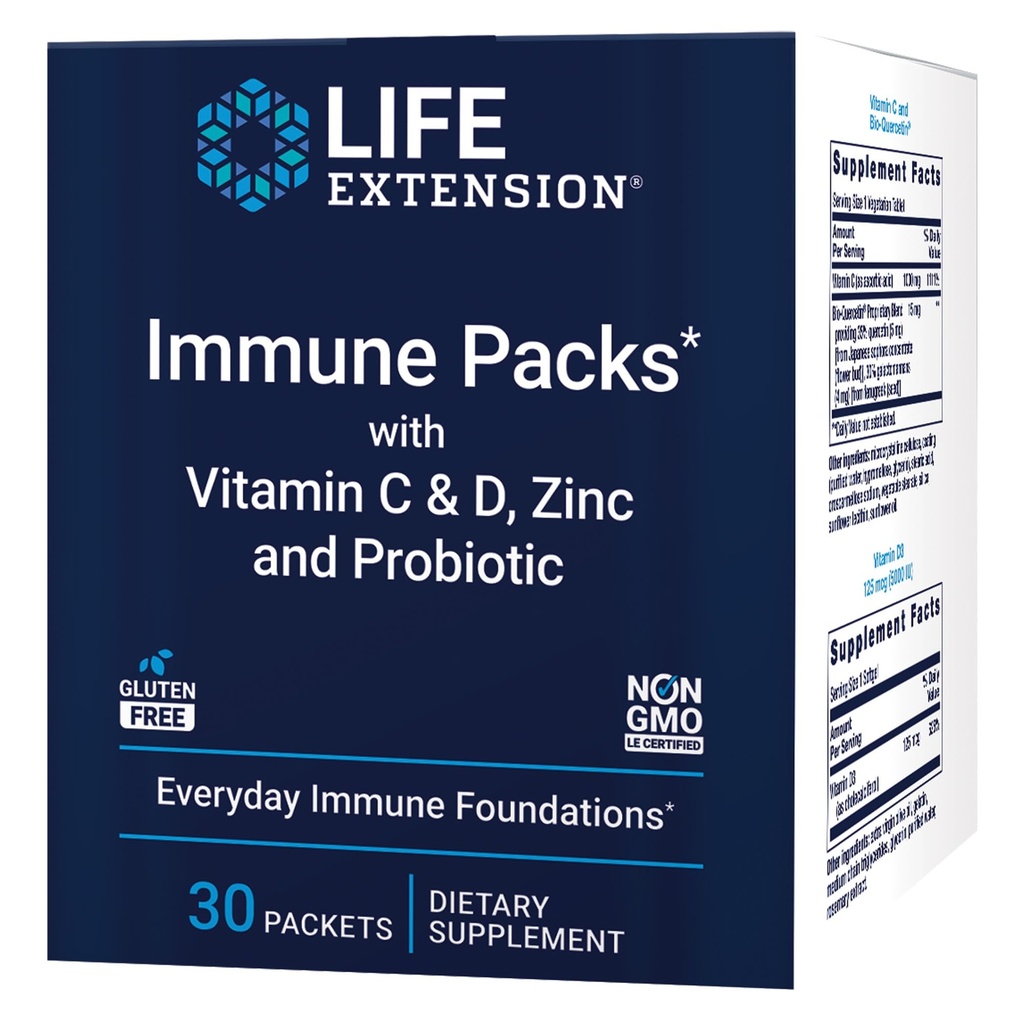 Life Extension - Immunpackungen mit Vitamin C & D, Zink und Probiotikum (30 Packungen)