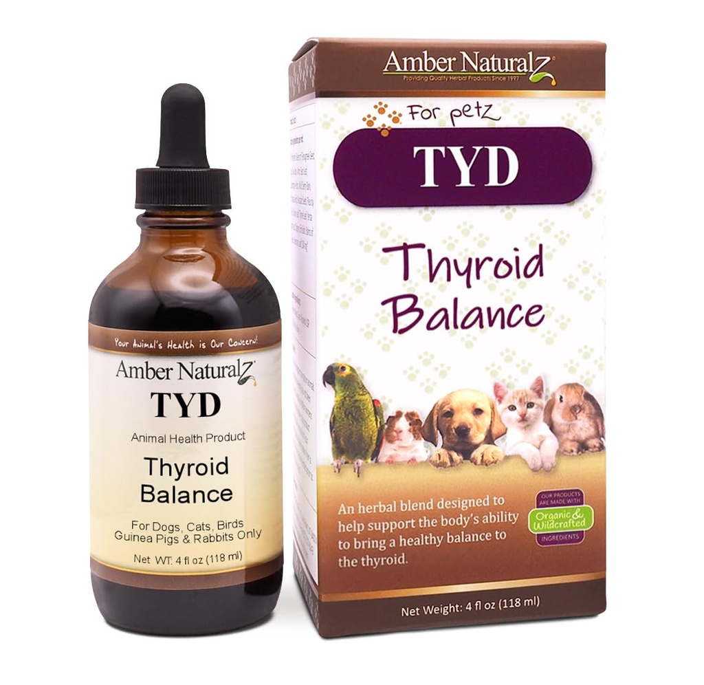 Amber NaturalZ TYD Schilddrüsen-Balance Kräuterergänzung für Hunde, Katzen, Vögel, Meerschweinchen und Kaninchen | Hergestellt in den USA