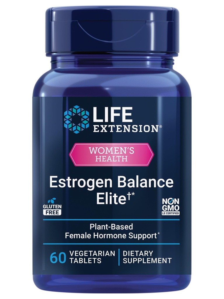 Life Extension Estrogen Balance Elite, Menopause Support Supplement, Hormon Balance, Hot Flashes, Nacht Sweats, Vaginal Dryness, Glutenfrei, Non-GMO, Vegetarisch, 60 Tabletten.