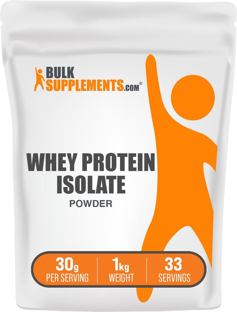 BulkSupplements.com Poudre isolante de lactosérum - Poudre de lactosérum non aromatisée, supplément nutritionnel - sans gluten, 30g par portion, 1kg (2,2 lbs) (paquet de 1)