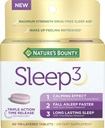 Natures Bounty Sleep3 Melatonin 10mg, concentration maximale 100 % sans médicament aide au sommeil, supplément alimentaire, L-Theanine et nuit mélange à base de plantes technologie de libération de temps, 60 comprimés tri-layered