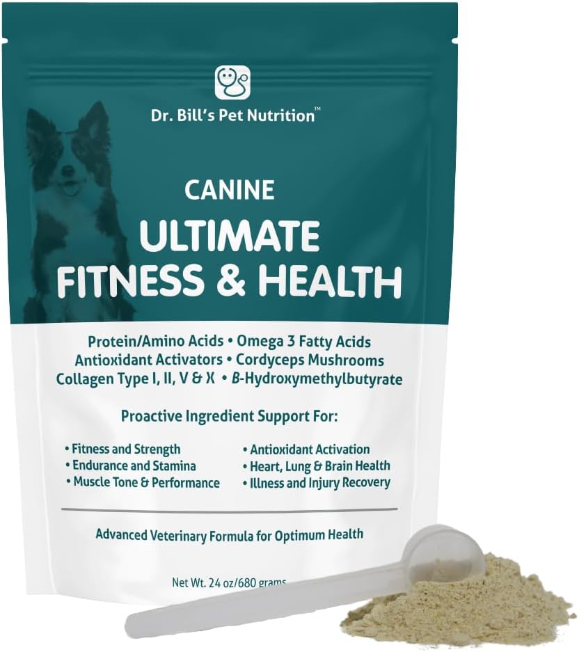 Dr. Bill Canine Ultimate Fitness & Gesundheit Vitamine für Hunde | Multivitamin für Hunde w/Coenzym Q-10, Vitamin E, Vitamin D-3, Biotin, Folsäure, Hyaluronsäure Hunde Vitamine und Ergänzungen 680g
