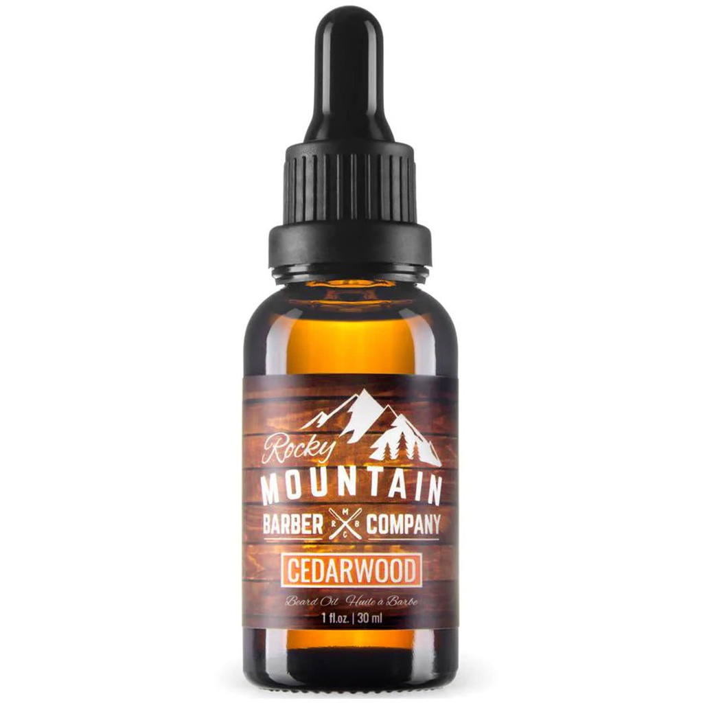 Rocky Mountain Barber Company Hommes Huile de bard de cèdre - Avec huile de raisin, huile de coco, huile d'argan et véritable huile essentielle de cèdre