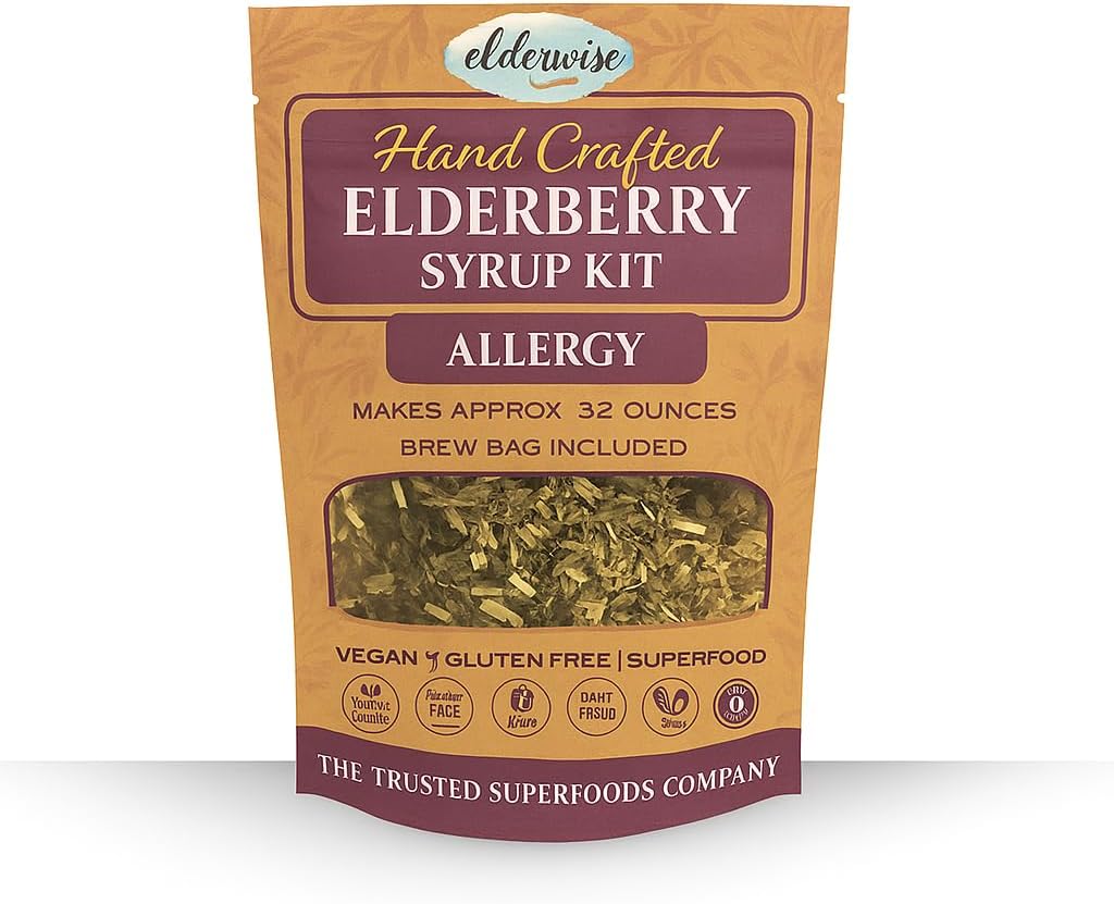 Elderberry Syrup Kit - Allergy Support - Makes ca. 32oz - Kommt mit Brewing Bag - Zutaten - Elderberries - Rosehips - Ginger - Nettle - Cinnamon - Cloves - Elderwise