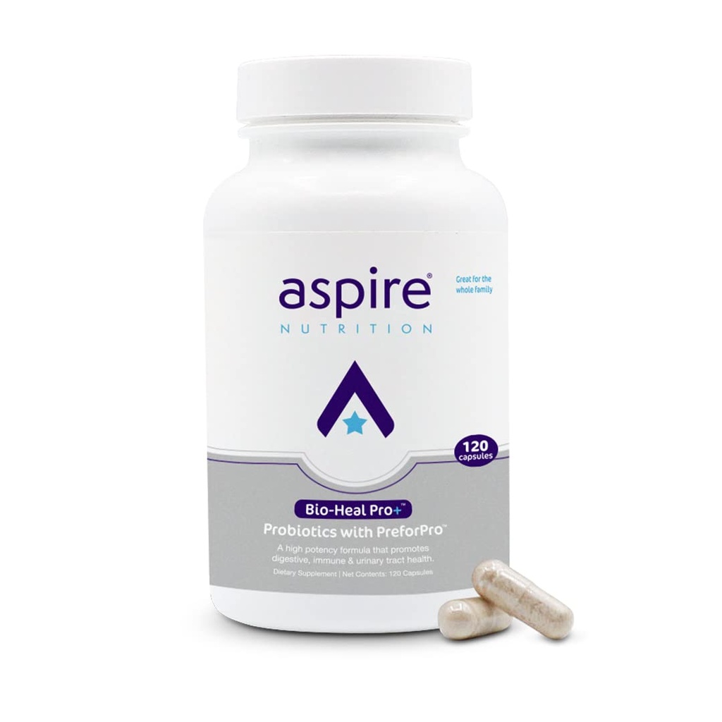 Aspire Nutrition Bio-Heal Pro+ 6-in-1 Probiotic Capsules Supplement - Daily Probiotic Formula for Women, Men, and Kids - 30 Capsules - 30 Day Supply