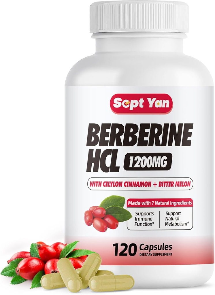 Berberine Supplement 1500mg mit Ceylon Cinnamon - Berberine Kapseln mit Bitter Melon, Banaba Leaf, Gymnema Syivestre für Immune, Stoffwechsel, Verdauung & Herzgesundheit, Vegan 120 Kapseln