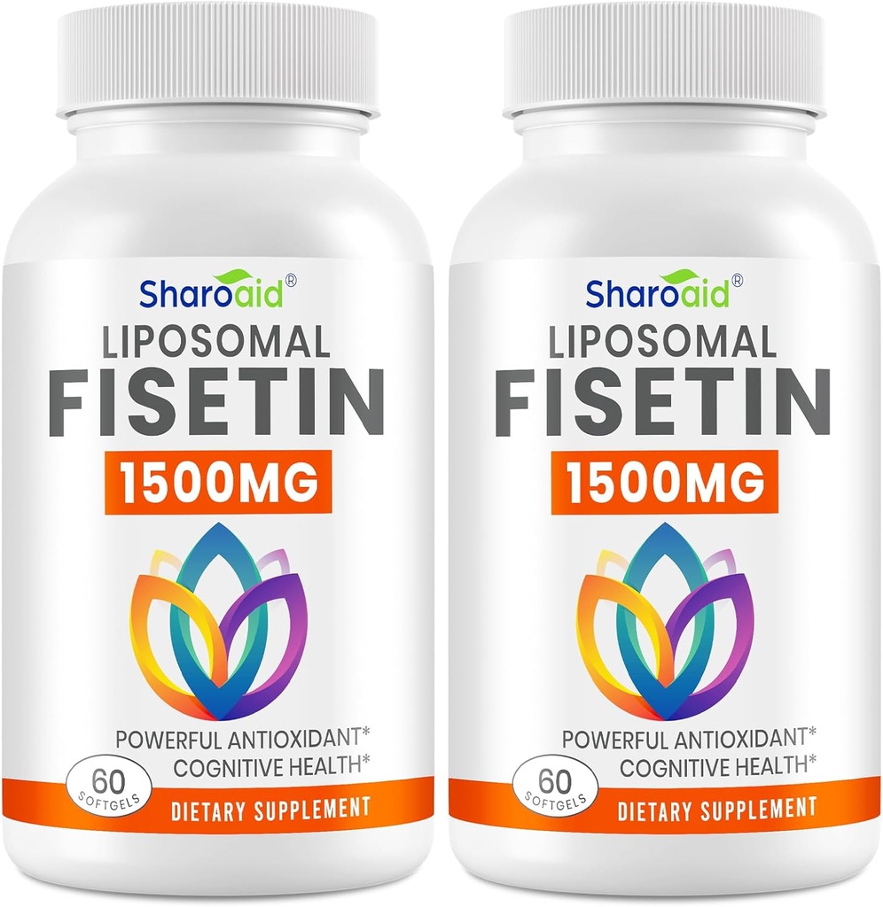 1500mg Fisetin suppléments - Absorption puissante avec la livraison liposomique,98% Fisetin pur,Polyphénol Antioxydant pour le vieillissement en santé,Non-OGM - 2 bouteilles, 120 Softgels pour les adultes
