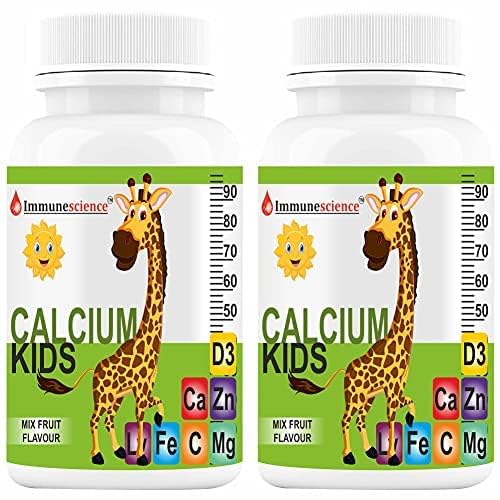 Verem Calcium für Kinder mit Vitamin D3 (VIT d), Magnesium, Zinkergänzung, Vitamin C, L-Lysin Multivitamin für Kinder Starke Knochen, Immunität, Wachstum & Entwicklung- 120 Tabletten (Pack von 4)
