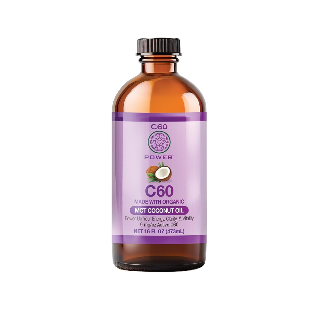 C60 Purple Power Organic MCT Kokosöl, Bio Kaltgepresstes Kokosöl, 99,99% reines C60 Carbon Fullerenes (16 oz)