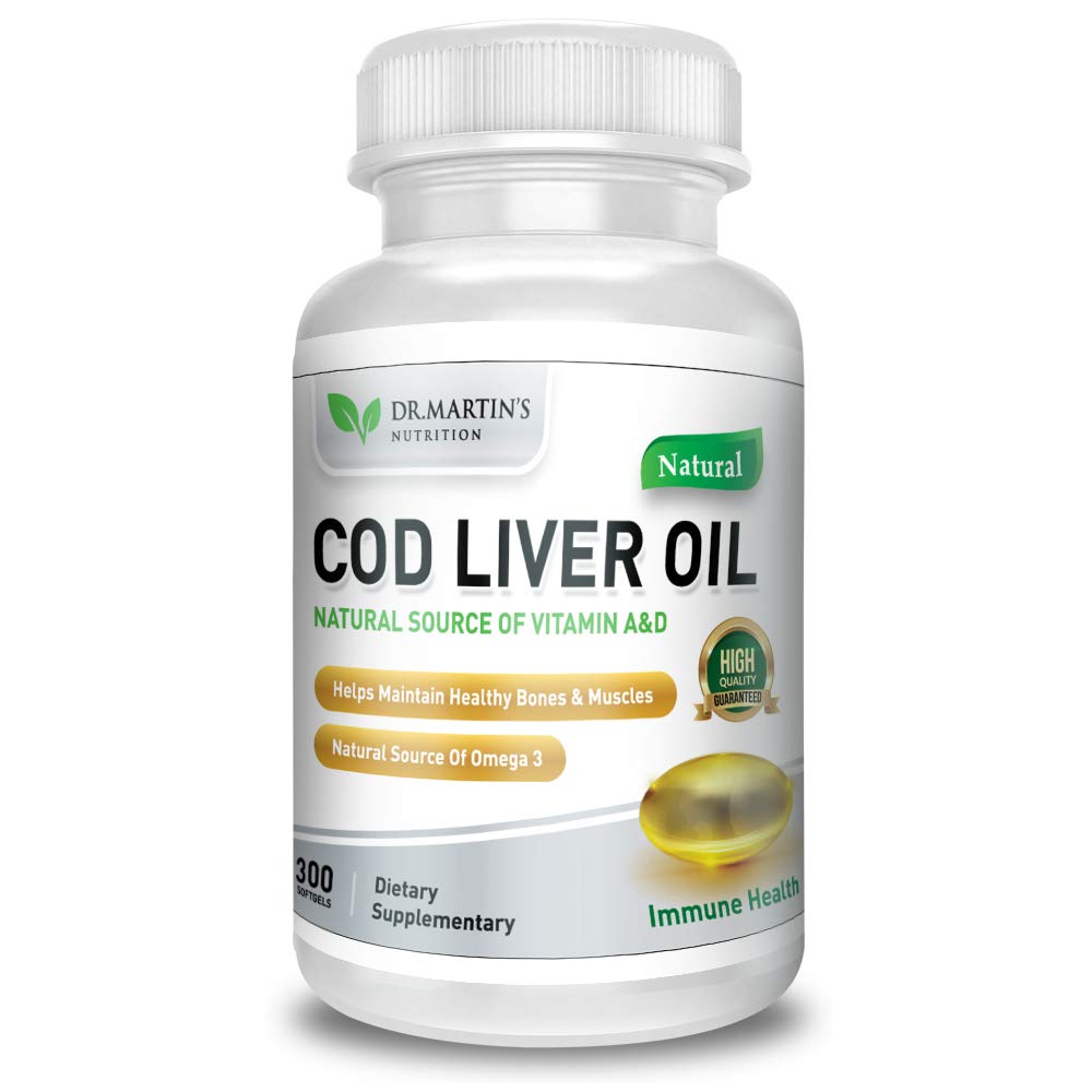 COD Leberöl | 300 Softgels | Natürliche Quelle von Omega 3 Fettsäuren | Dreifache Stärke | Beste Immungesundheit, gesunde Knochen & Muskel Nahrungsergänzung |