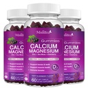 Calcium-Magnesium Zink-Gummien mit hoher Absorption Magnesium-Glycinat 200mg, Kalium -Plant Calcium-Ergänzung w/ D3 & Sea Moss für Knochen, Muskeln, Kalm Mood & Schlaf-Unterstützung- Kinder & Erwachsene (3 Pack)