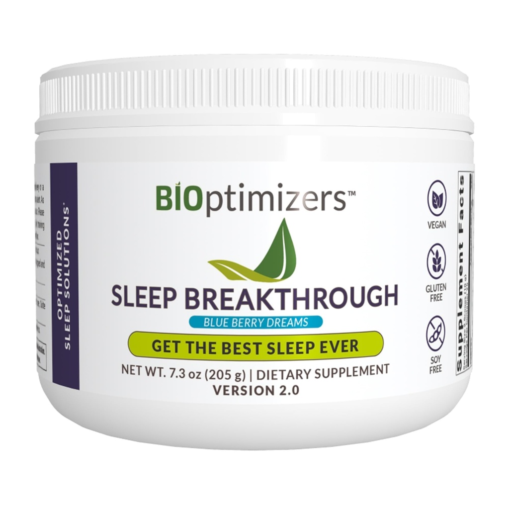 BIOptimizers Sleep Breakthrough 2.0 – Supplément de soutien naturel , calmant aide de secours adultes , Non Habit formant , 202,5 g Powder Blue Berry Dreams