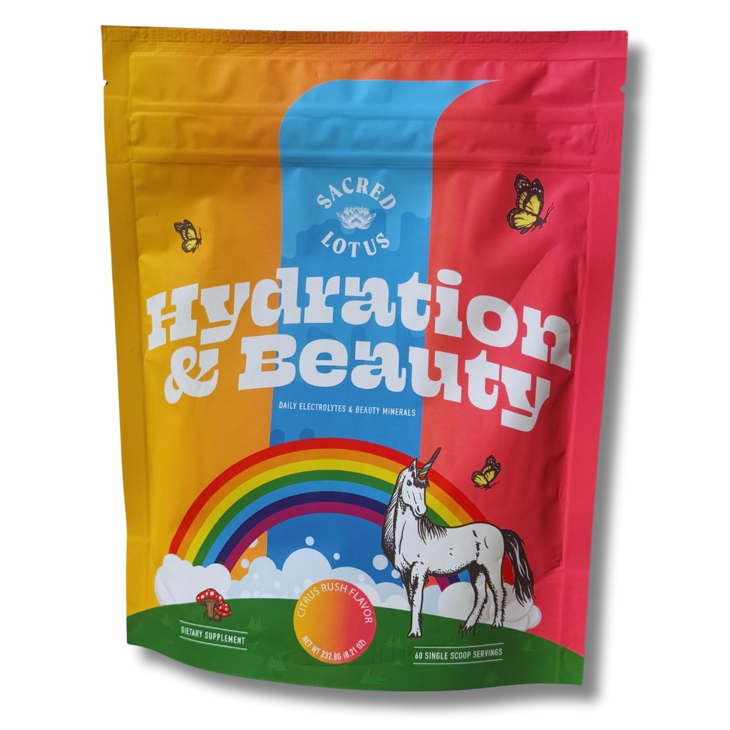 SunLife Organics Hydration & Beauty Powder - Citrus Rush - Elektrolyt-Getränk-Mix | Tägliche Vitamine und Mineralstoffe - Magnesium, Vitamin C und Niacin | Non-GMO | 60 Portionen