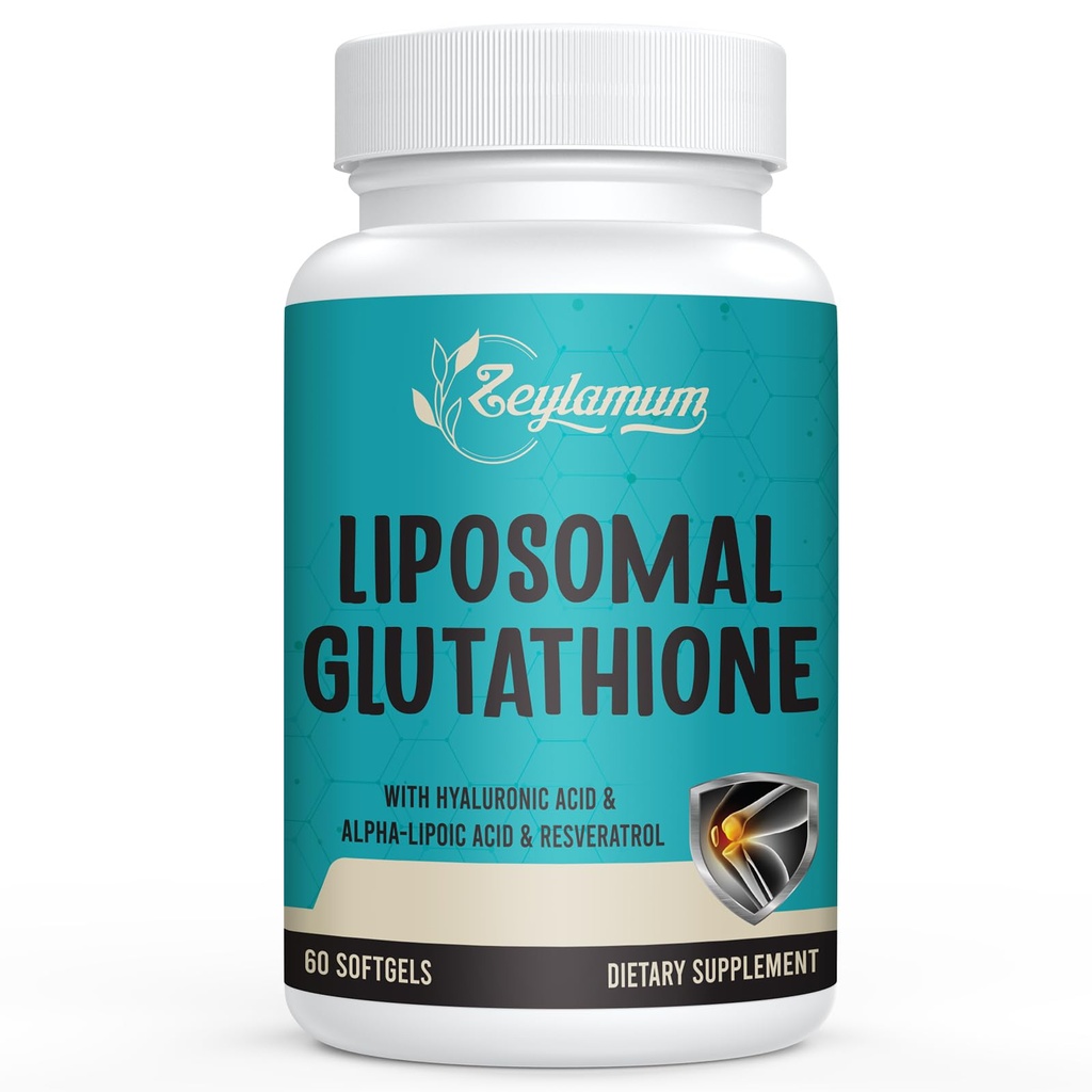 2400 MG Liposomale Glutathione Softgele, Max Absorption, Wirkstoff L-Glutathion reduziert (GSH), mit Hyaluronsäure, Resveratrol, Master Antioxidantien für Detox, Gehirn, Immunsystem, 60 Softgele