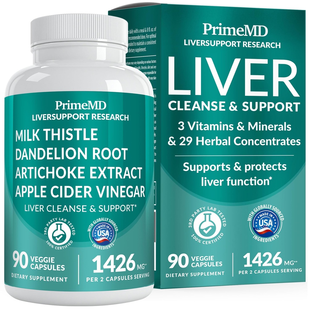 32-in-1 Leberunterstützung mit Milchdistel-Ergänzung – Leberdetox mit Silymarin, Artichoke Extract & Beetroot Powder – Umfassende Wellness-Formel für Leberreiniger – 1426mg (90 count) (Pack 1)