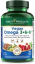 Produits de pureté Omega végétalien 3-6-9 Formule - 5 % en 1 $ Complexe essentiel d'acide gras - Omega biologique 3 6 9 Acides gras essentiels (AFE) - Approvisionnement de 3 mois - 180 softgels