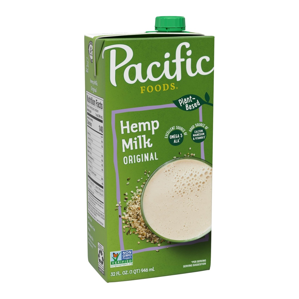 Pacific Foods Original Hanfmilch, Pflanzenbasierte Milch, 32 oz Karton