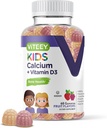 Kinder Kalziumgummis mit Vitamin D3 - Unterstützt Knochen Gesundheit & Zahn Gesundheit - Natürlich Sourced Kalzium 500mg Plus Vitamin D3 1000iu - Glutenfrei, GMO frei - Tasty Kaubares Obst Geficktes Gummy