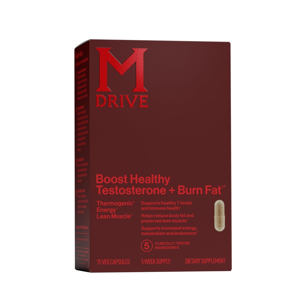 Mdrive Boost et Burn Testostérone Support Supplément et Fat Burner avec Zinc, KSM-66 Ashwagandha, Advantra Z, 75 Capsules
