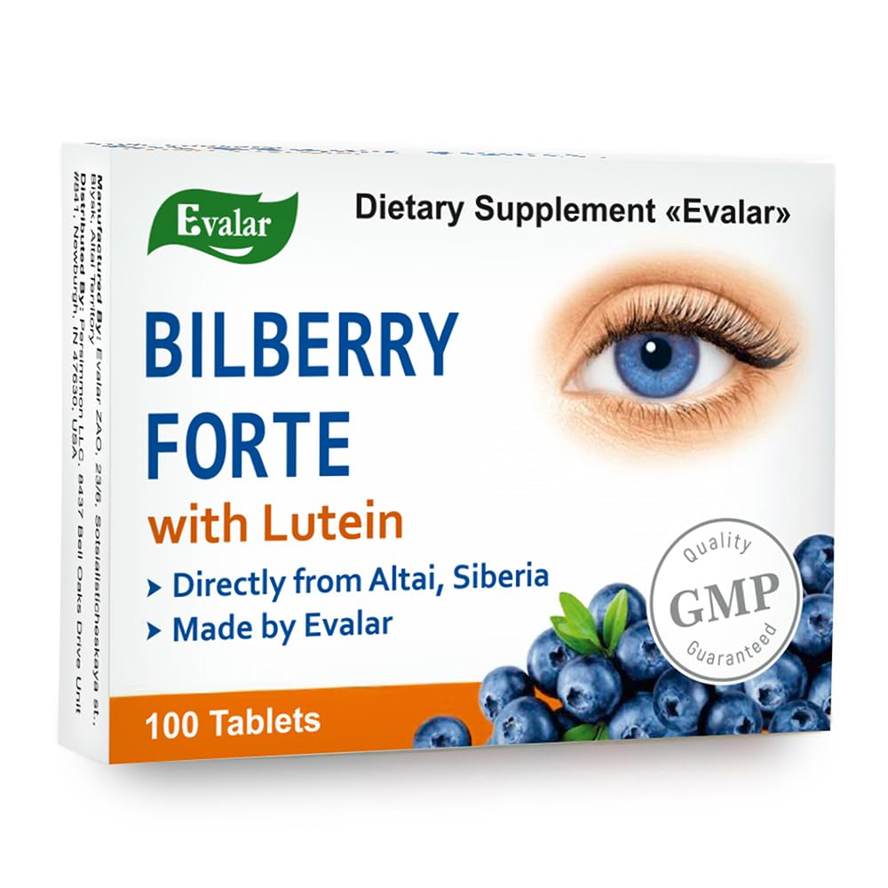 Blueberry Forte by Evalar Vitamines Lutein Zinc Minerals 100 Tabs
