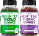 Green Tea Fat Burner Gummies (60 Count) - Appetit Suppressant Weight Loss Supplement and Night Time Fat Burner Gummies (60 Count) Weight Loss & Metabolism Supplement - Third Party Tested - USA Made