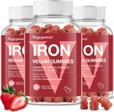 Eisen-Gummi-Ergänzungen für Kinder & Frauen - Multivitamin mit Eisen für Blut Gesund, Great Tasting Vitamins Gummy mit Vitamin C für Max Absorption - Erdbeere (3 Packungen)