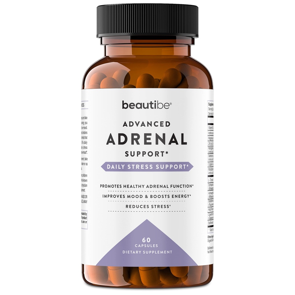 Adrenal Support für Damen und Herren – Cortisol Manager – Natural Stress Relief Supplement - Adrenal Fatigue, Mood Health und Energy Supplements mit Ashwagandha & L-Tyrosine – 60 Non-GMO Veggie Capsules