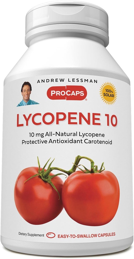 ANDREW LESSMAN Lycopin 10 mg - 60 Softgele -Schutz gegen Oxidationsmittel Carotenoid. Hilft beim Schutz von Geweben vor Free-Radical Damage, unterstützt Brust, Prostata, Herz-Kreislauf-System. Keine Zusatzstoffe