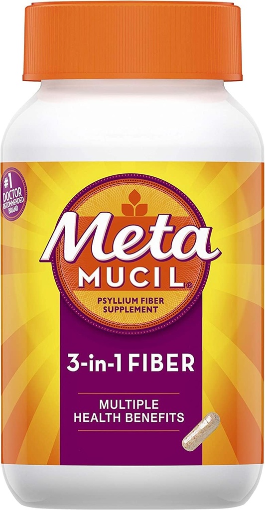Meta Mucil 3 in 1 MultiHealth Fiber Supplement Kapseln - 100 Kapseln, Packung von 6