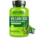 NATURELO Vegan B12 - Méthyl B12 avec Spiruline organique - Vitamine à haute puissance B12 1000 mcg Méthylcobalamine - Soutient l'humeur saine, l'énergie, le coeur et la santé des yeux - 90 capsules