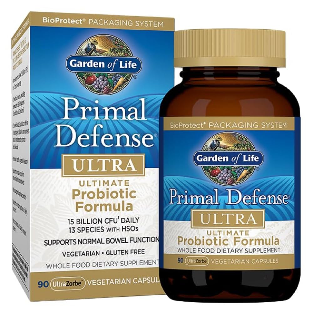Garten des Lebens Probiotika für Verdauungsgesundheit Balance, Primal Defense Ultra Ultimate Formel, 15 Billion CFU und 13 Strains Plus HSOs, Vegetarisch und Glutenfrei, 90 Kapseln