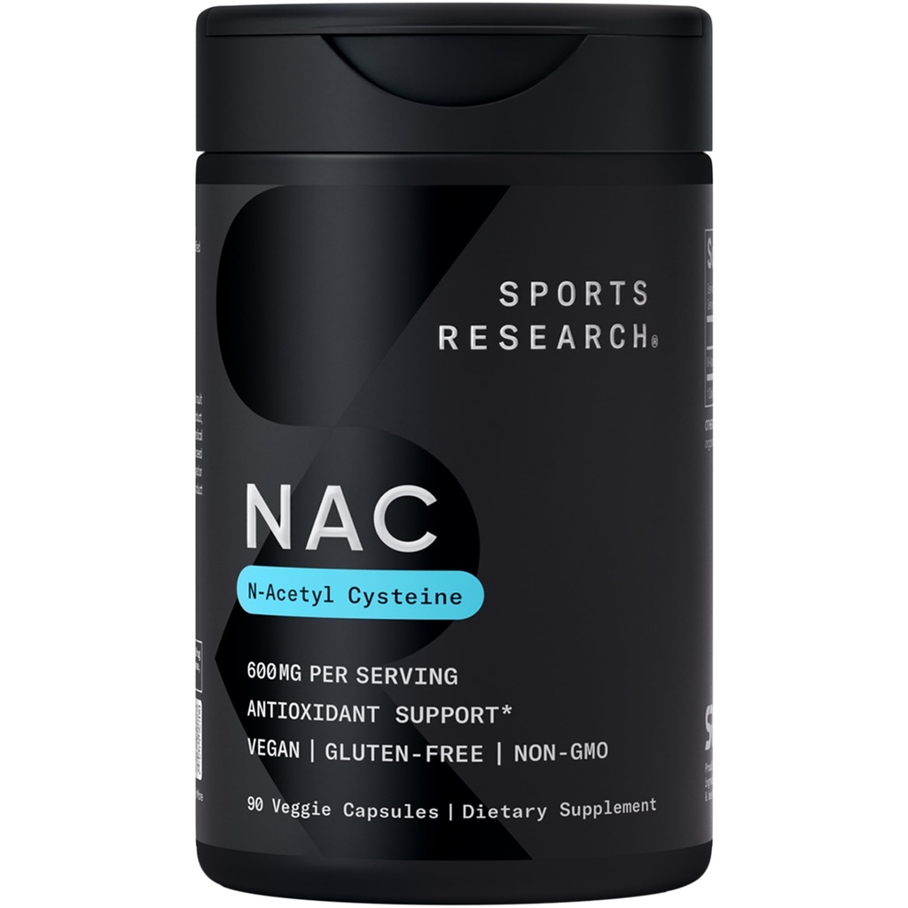 Sportforschung N-Acetyl L-Cystein (NAC) 600mg, 90 Veggie Kapseln - Vegan, Non-GMO, Glutenfrei.