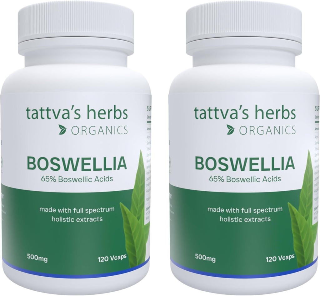 Tattva Kräuter Boswellia Serrata Ergänzung, Boswellia Extrakt Kapseln, Joint Support Supplement, CO2 Extrakt, Boswellia Complex Powder, 2-Pack, 240 Count, 500 mg - 25 Jahre Premium Service