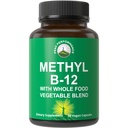 Méthyl B12 Vitamine + Mélange alimentaire entier de 25 légumes et fruits pour l'absorption maximale. Vitamine végane B12 méthylcobalamine - Supplément méthyl B-12 pour l'énergie, la concentration et le soulagement. Capsules d'approvisionnement de 30 jours