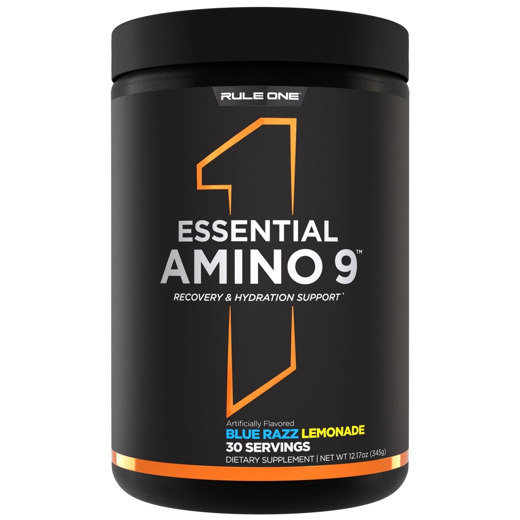 Regel 1 Essential Amino 9 – Recovery & Hydration Support mit 7,5g essentielle Aminosäuren + Elektrolyte (30 Servierungen, Blue Razz Lemonade)