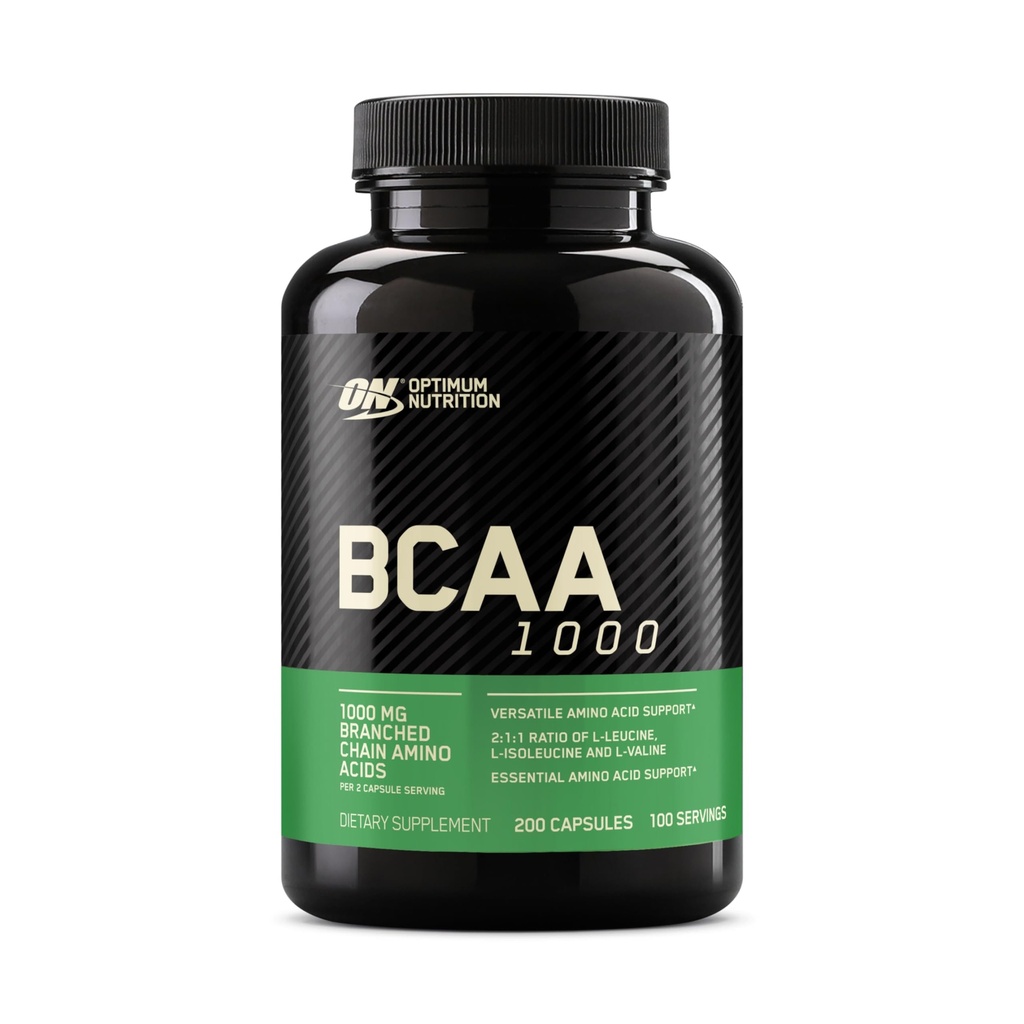 Optimum Nutrition Instantized BCAA verzweigte Kette essentielle Aminosäuren Kapseln, 1000mg, 200 Count