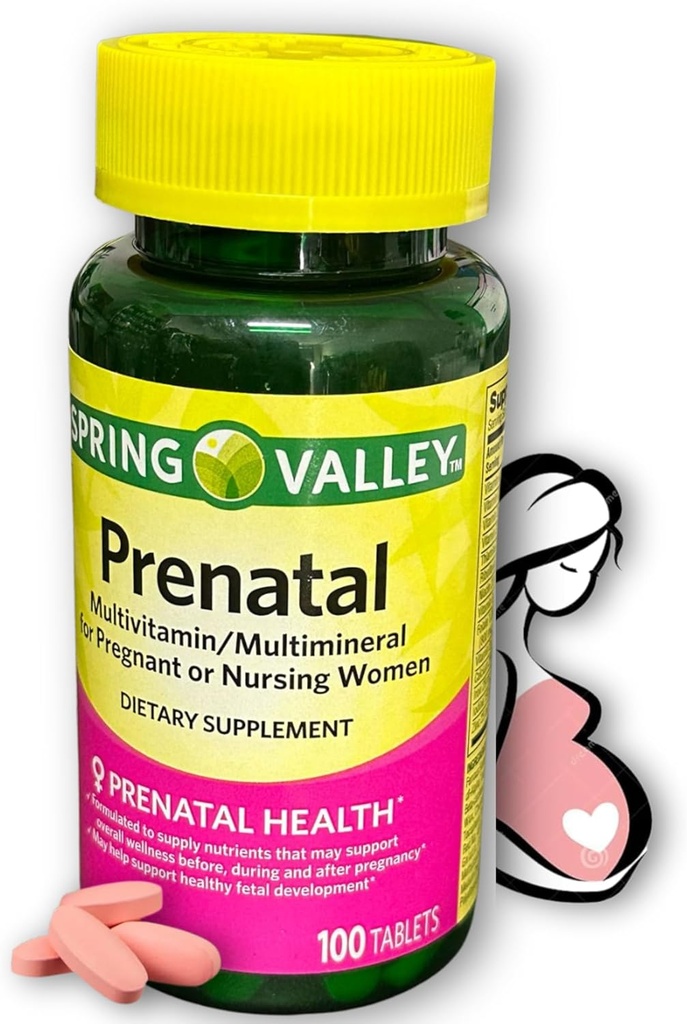 Pränatale Vitamine- Multivitamin Multimineral für schwangere und stillende Frauen Ergänzung Tabletten 100 Ct