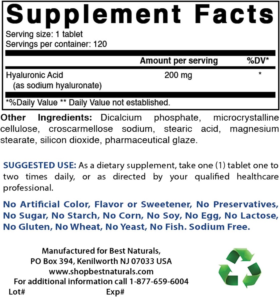 Best Naturals Hyaluronsäure 200 mg & COQ10 100 mg