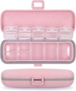 Naturetouch Pill Organizer, 7 Compartments Pill Box Portable Travel Medicine Organizer for Purse or Pocket 7 Day Pill Dispenser Storage Case with Lock for Vitamin Medication Fish Oil Supplements Pink