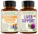 Glucosamin Chondroitin MSM mit Kurkuma Boswellia & Liver Cleanse Detox & Repair 40+ Liver Supplement mit 50% Silymarin Milk Thistle Extract for Joint and Liver Support