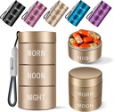 Aluminium Imperméable Pill Organizer 3 fois par jour,Humidité preuve métal Pill Case,Petit porte-pilule quotidienne pour la Purse,Portable Travel Pill box Container to Hold Vitamines,Med, Suppléments