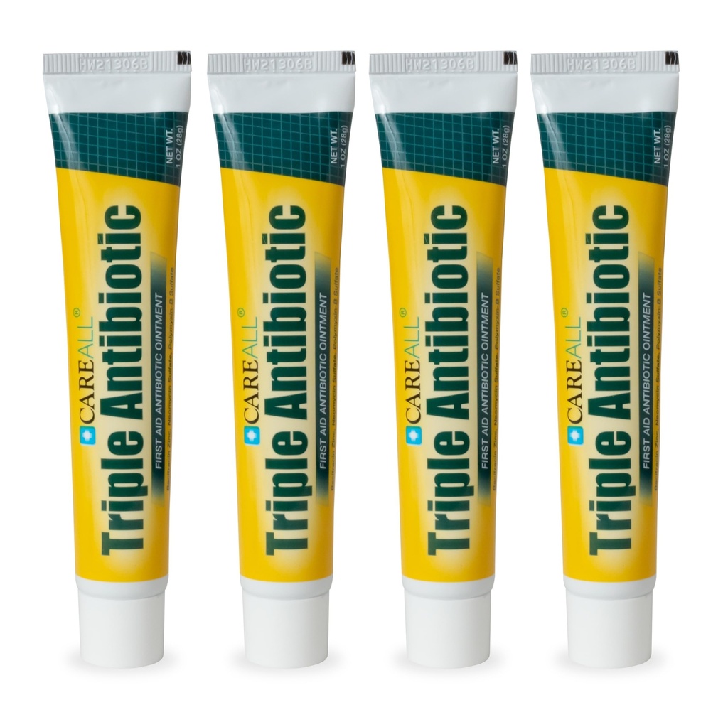 CareAll Triple Antibiotic Ointment 1.0 oz (4 Pack), Erste Hilfe Salbe für Minor Scrapes, Cuts und Burns, um Infektion zu verhindern, im Vergleich zu den aktiven Inhaltsstoffen der führenden Marke