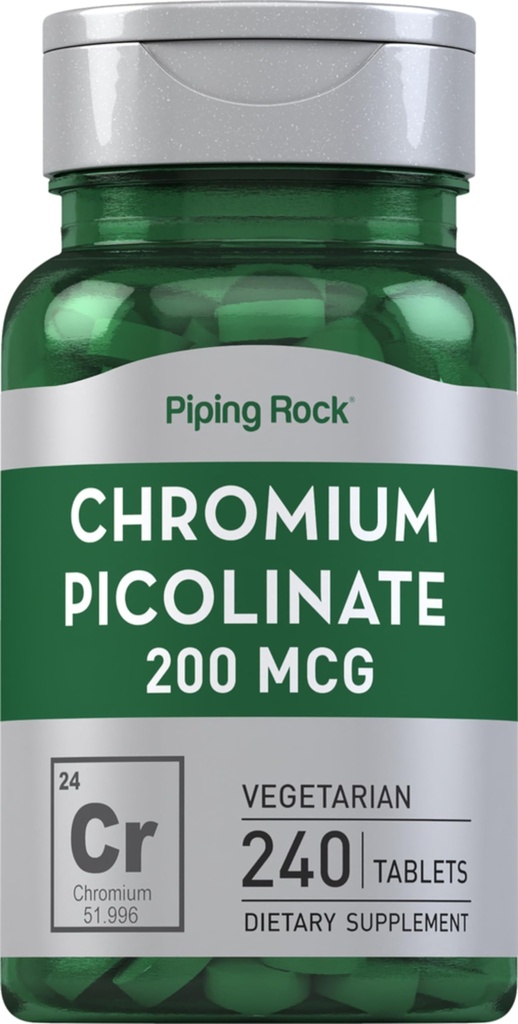 Piping Rock Chromium Picolinate 200mcg | 240 Tabletten | Vegetarisch, Non-GMO, Glutenfreie Ergänzung