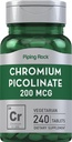 Piping Rock Picolinate de chrome 200mcg, 240 comprimés Végétarien, Non-OGM, Supplément sans gluten