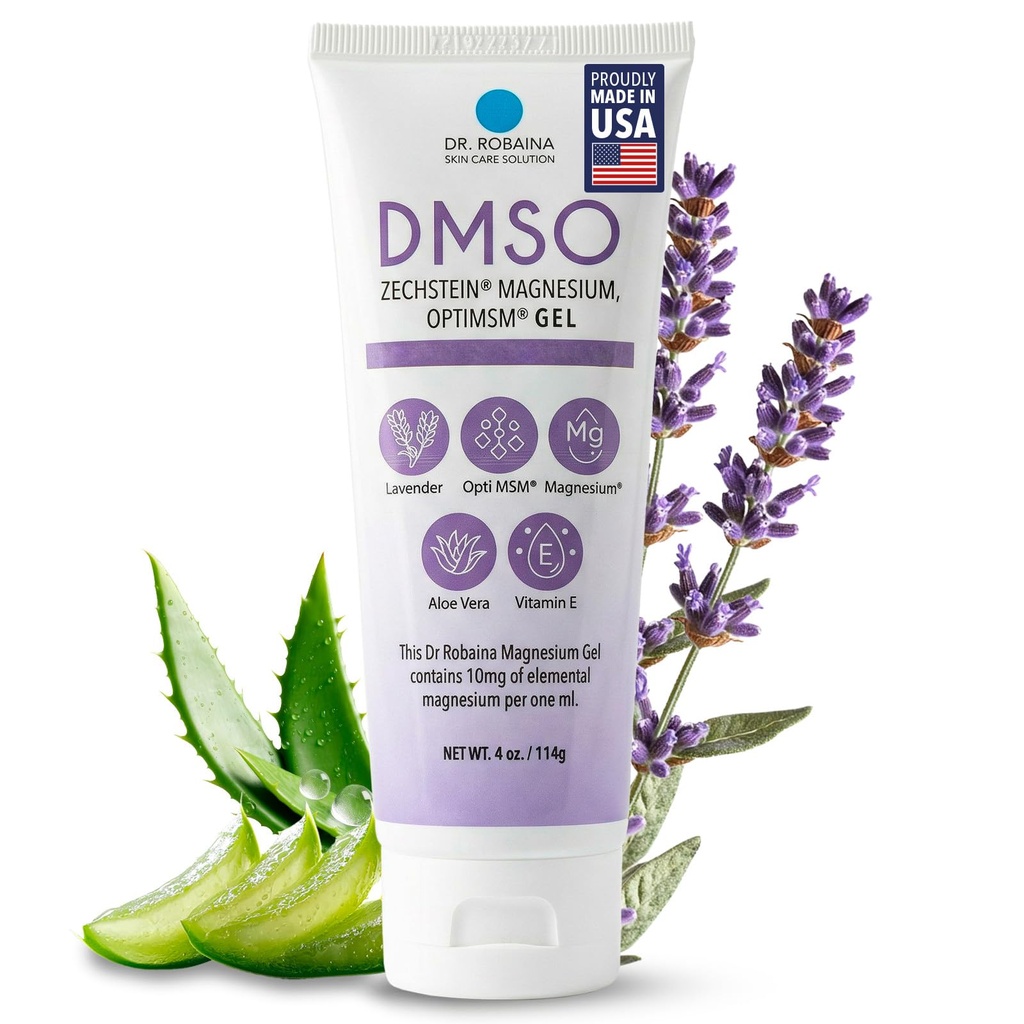 Dr. Robaina DMSO Gel de lavande - 99,9% Pure Pharmaceutical Grade Formule de soulagement de la peau avec Zechstein Magnésium, Arnica, Aloe Vera, Vitamine E.