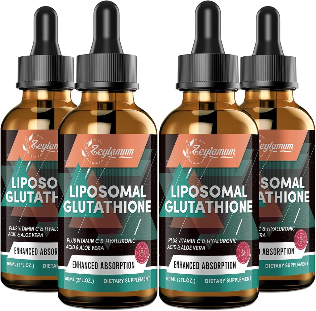 2000MG Liposomale Glutathione Flüssigkeitstropfen, Ultra Hohe Absorption, natürliche Entgiftung, Immunsystem & Haut Supprot*, L-Glutathion, Vitamin C & Hyaluronsäure, Kapseln Alternative, 8.08 OZ