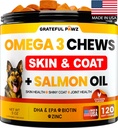 Omega 3 für Hunde - Fish Oil for Dogs Chews - Allergy and Itch Relief - Anti Shedding Supplement - Joint Health Treatment - Dry Itchy Skin and Coat Supplement - Lachsöl - EPA & DHA - Made in USA