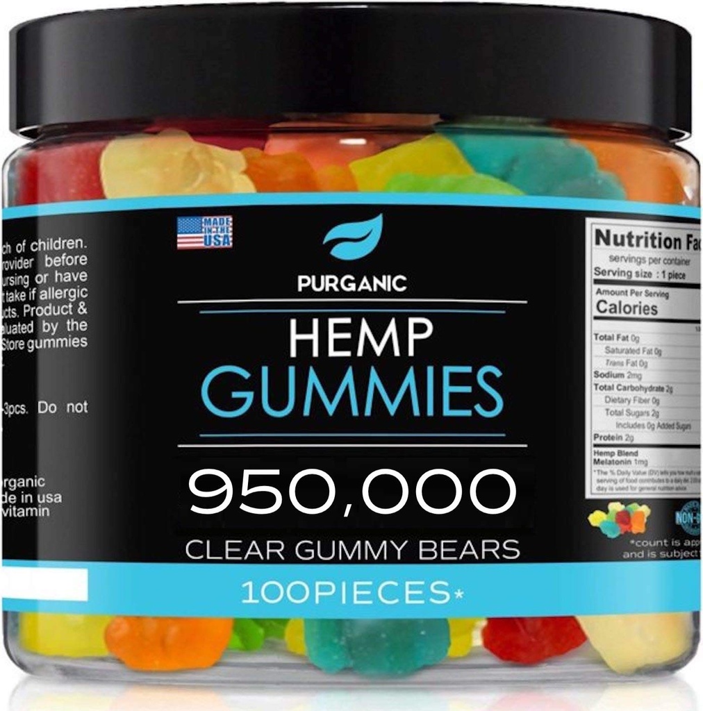 Hanfgummis – unterstützt Schlaf, Frieden und Entspannung - Hohe Kraft und Unterstützung Alle natürlichen schmackhaften Fruchtschmacks - Made in USA – 100ct
